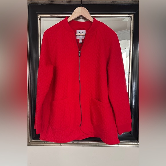 Isaac Mizrahi Red Zipper Front Jacket. Size Medium - Picture 1 of 7